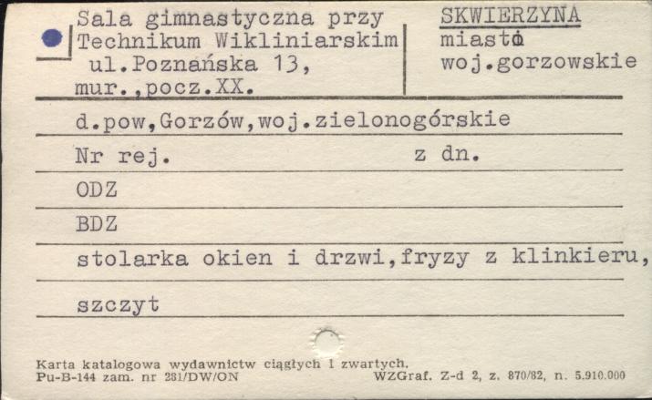 sala gimnastyczna przy Technikum wikliniarskim, skan 1