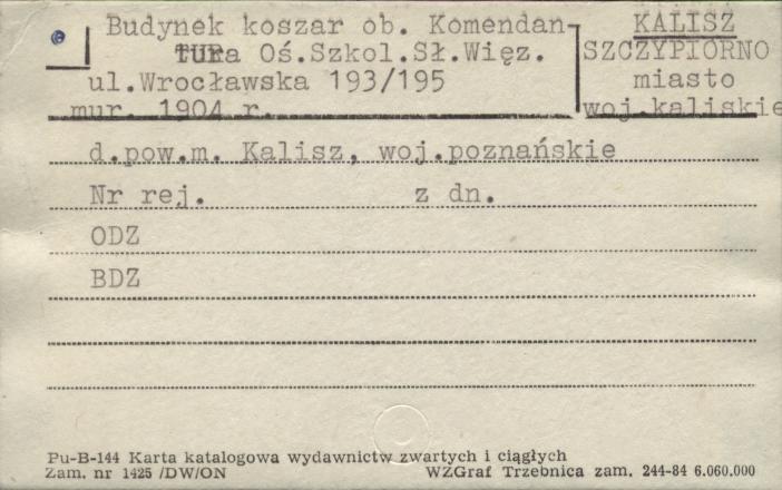 budynek koszar, ob. komendatura oś. szkol. sł. więz., skan 1