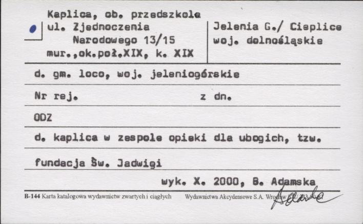 kaplica, ob. przedszkole, skan 1