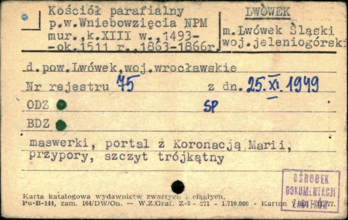 kościół par. pw. Wniebowzięcia Najświętszej Maryi Panny, skan 1