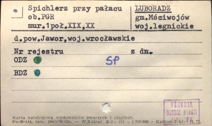 spichlerz przy pałacu, ob. PGR, skan 1