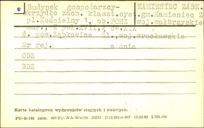 budynek gospodarczy - skrzydło zach. klaszt. cyst., ob. POHZ, skan 1