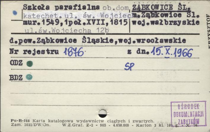 szkoła parafialna, ob. punkt katechetyczny, skan 1