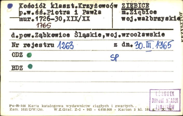 kościół krzyżowców pw. śś. Piotra i Pawła, skan 1