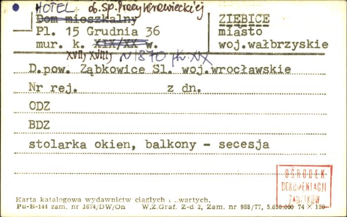 hotel, ob. Sp. Pracy Krawieckiej, skan 1