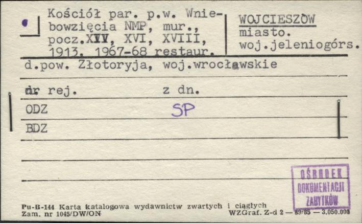kościół par. pw. Wniebowzięcia Najświętszej Maryi Panny, skan 1