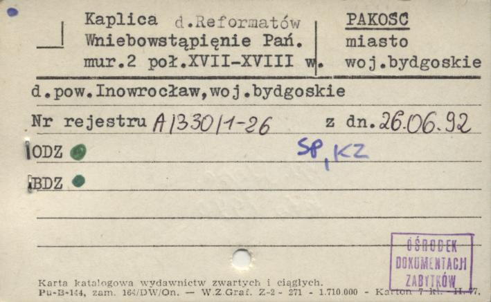 kaplica Wniebowstąpienie Pańskie - zespół klasztorny reformatów (kalwaria), skan 1