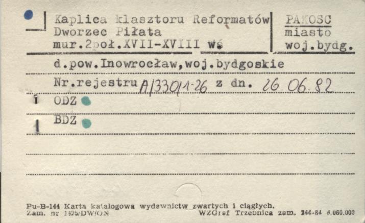 kaplica Dworzec Piłata - zespół klasztoru reformatów (kalwaria), skan 1