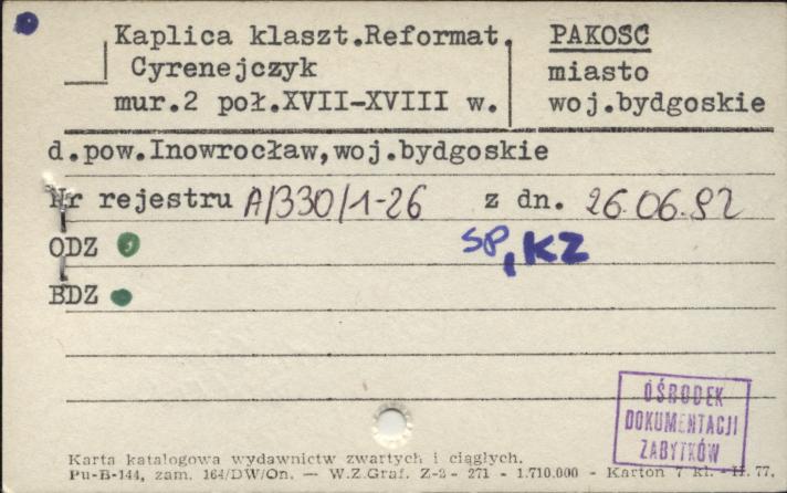 kaplica Cyrenejczyk - zespół klasztorny reformatów (kalwaria), skan 1