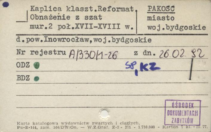 kaplica Obnażenie z Szat - zespół klasztorny reformatów (kalwaria), skan 1