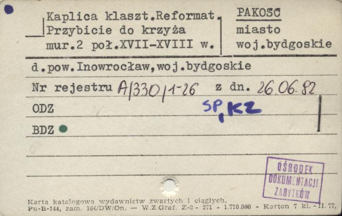 kaplica Przybicie do Krzyża - zespół klasztorny reformatów (kalwaria), skan 1
