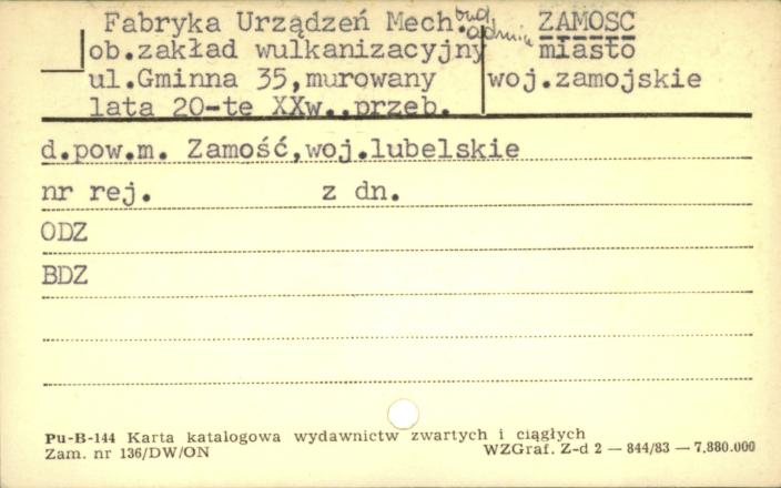 fabryka urządzeń mech., ob. zakład wulkanizacyjny, bud. admin., skan 1