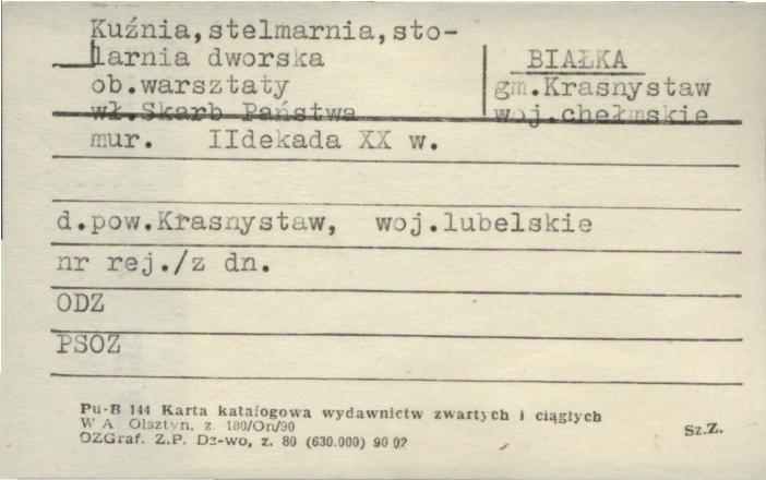 kuźnia, stelmarnia, stolarnia dworska, ob. warsztaty, skan 1