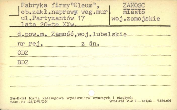 fabryka firmy Oleum, ob. zakł. naprawy wag, skan 1