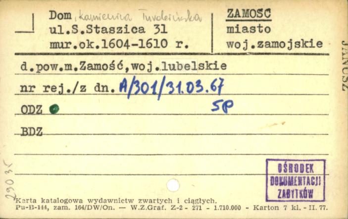 dom, kamienica Turobińska, skan 1