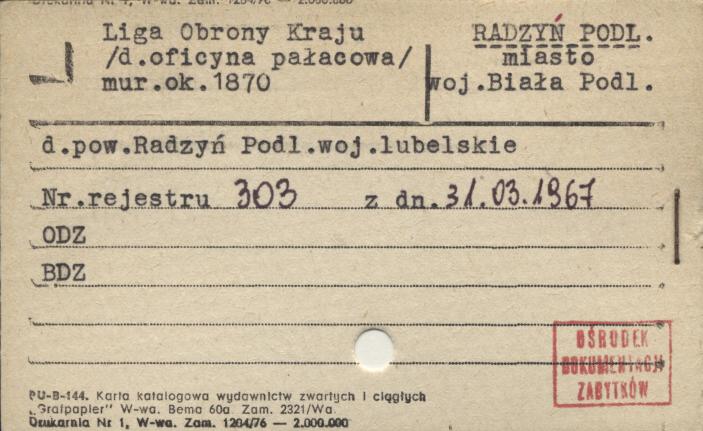 oficyna pałacowa, ob. Liga Obrony Kraju, skan 1