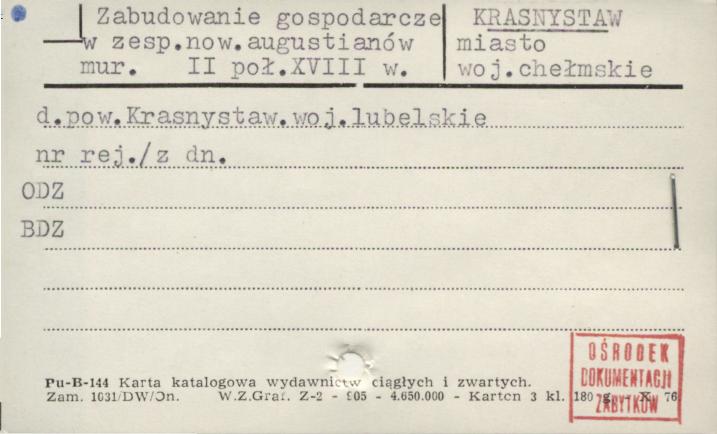 zabudowania gospodarcze - zespół augustianów, tzw. stary, skan 1