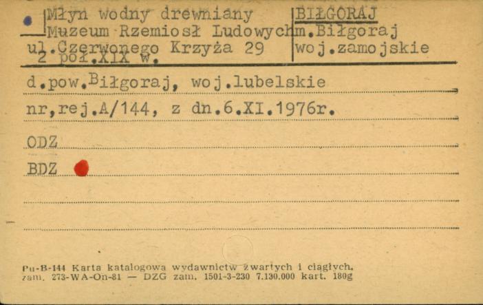 młyn wodny Muzeum Rzemiosł Ludowych, skan 1