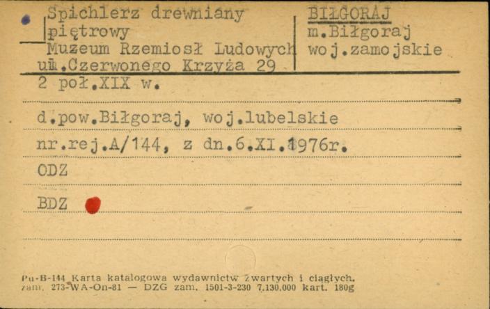 spichlerz drewniany piętrowy Muzeum Rzemiosł Ludowych, skan 1