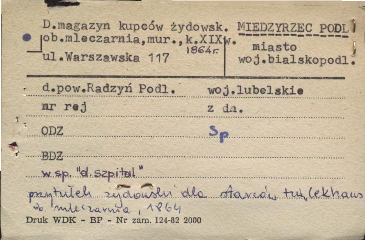 przytułek żydowski dla starców, ob. mleczarnia, skan 1