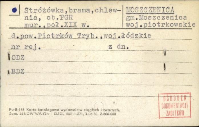 stróżówka, brama, chlewnia, ob. PGR, skan 1