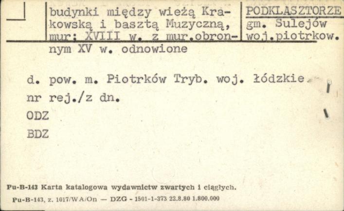 budynki między wieżą Krakowską i basztą Muzyczną, skan 1