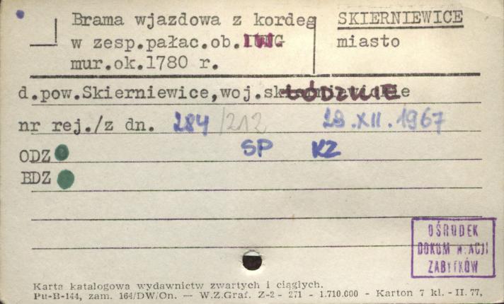 brama z kordegardą w zespole pałacowym, ob. IW., skan 1