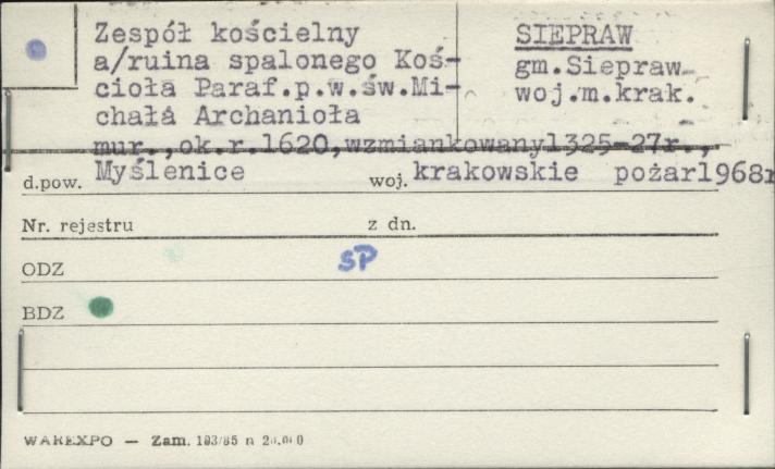 zespół kościelny, ruina spalonego kościoła paraf. pw. św. Michała Archanioła, skan 1