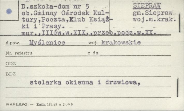 szkoła - dom, ob. gminny ośrodek kultury, poczta, klub książki i prasy, skan 1