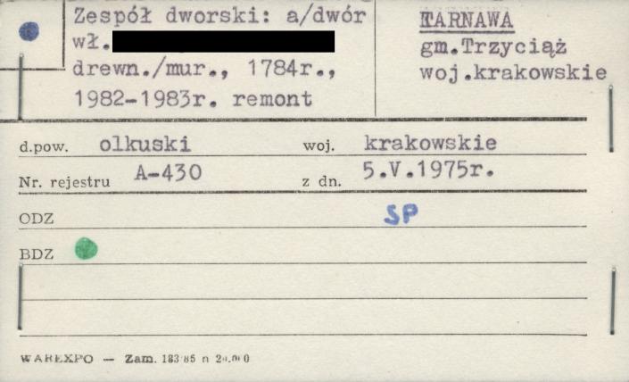 dwór w zespole dworskim, skan 1