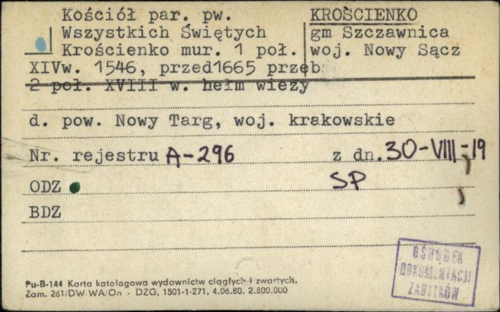 kościół par. pw. Wszystkich Świętych, skan 1