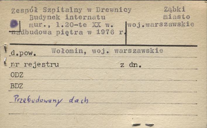 Zespół Szpitalny w Drewnicy budynek internatu, skan 1