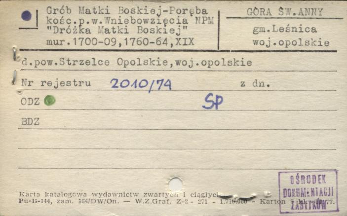 Grób Matki Boskiej-Poręba, kośc. pw. Wniebowzięcia NPM, Dróźka Matki Boskiej, skan 1