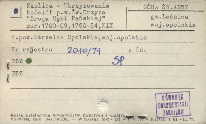 Kaplica-Ukrzyżowanie, kościół pw. Św. Krzyża, Droga Męki Pańskiej, skan 1