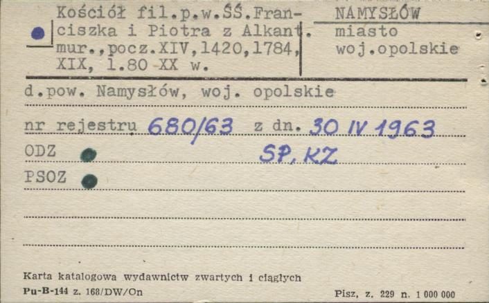 kościół par. pw. św. Franciszka z Asyżu i św. Piotra z Alkantary, skan 1