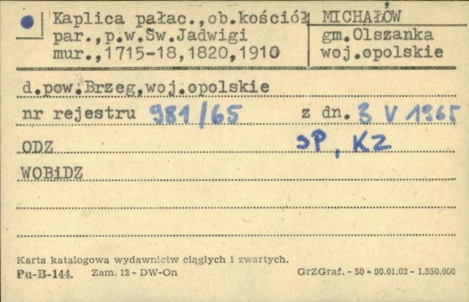 kaplica pałac., ob. kościół par. pw. św. Jadwigi, skan 1