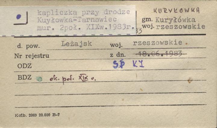 kapliczka przy drodze Kuryłówka-Tarnawiec, skan 1
