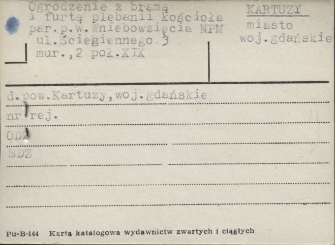 ogrodzenie z bramą i furtą plebanii kościoła par. pw. Wniebowzięcia NPM, skan 1