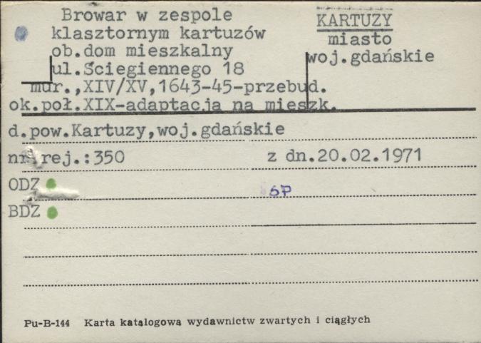 browar w zespole klasztornym kartuzów, ob. dom mieszkalny, skan 1