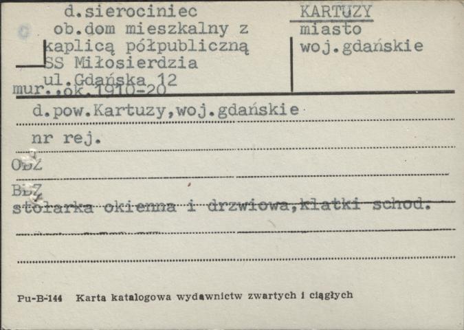 sierociniec, ob. dom mieszkalny z kaplicą półpubliczną SS Miłosierdzia, skan 1