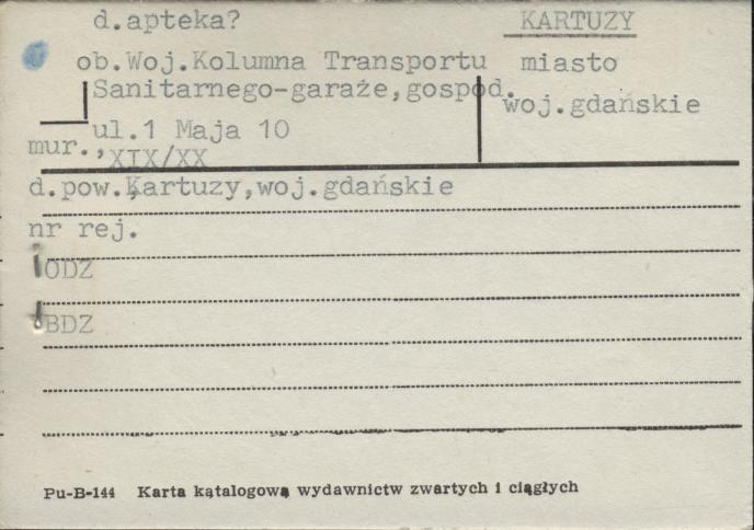 apteka, ob. Woj. Kolumna Transportu Sanitarnego - garaże, gospod., skan 1