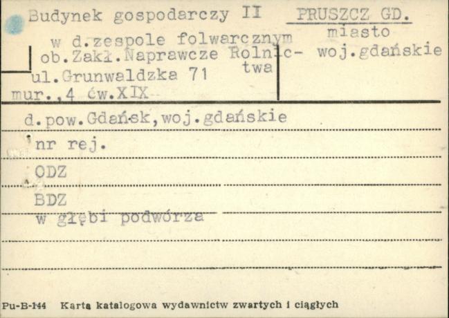 budynek gospodarczy II w zespole folwarcznym, ob. zakł. naprawcze rolnictwa, skan 1