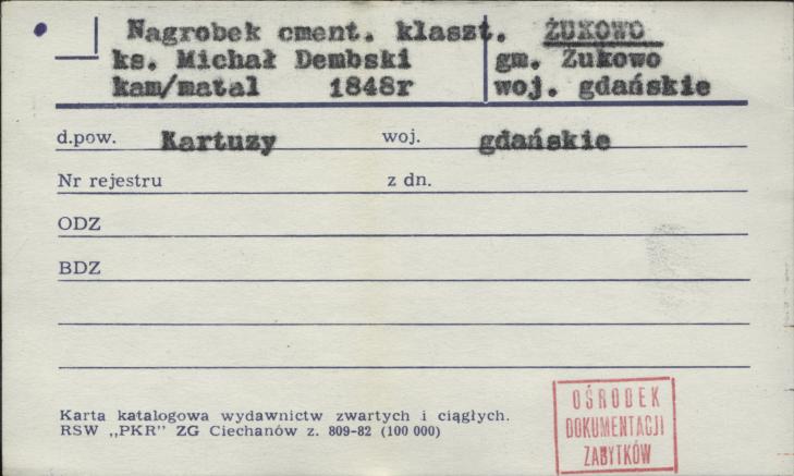 nagrobek cment. klaszt. ks. Michał Dembski, skan 1
