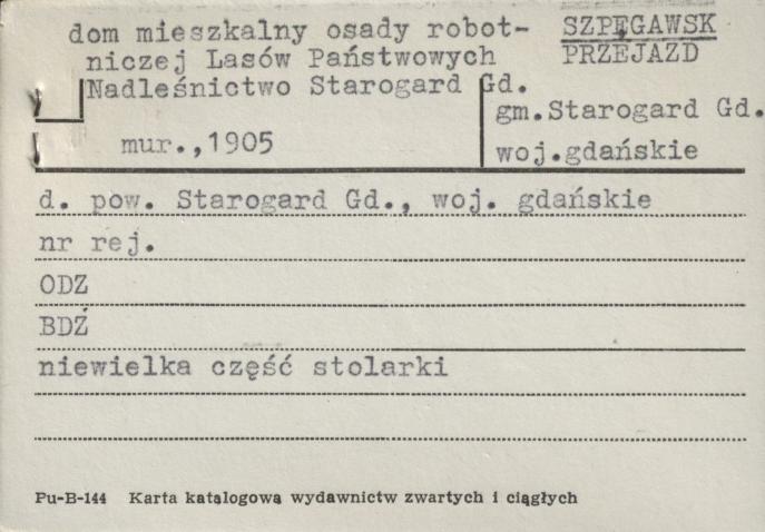 dom mieszkalny osady robotniczej Lasów Państwowych Nadleśnictwo Starogard Gd., skan 1