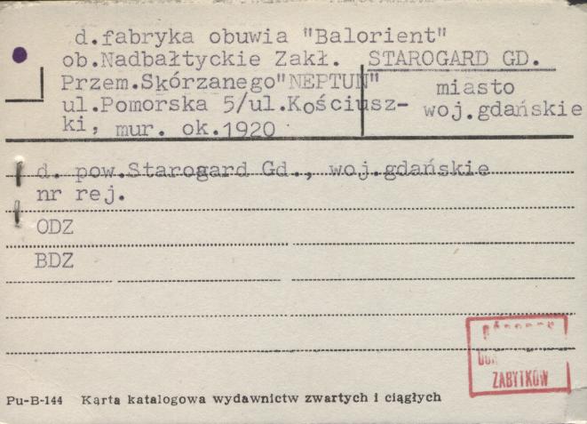 fabryka obuwia Balorient ob. Nadbałtyckie Zakł. Przem. Skórzanego Neptun, skan 1