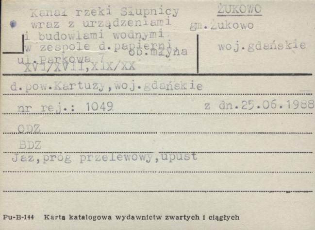 kanał rzeki Słupnicy wraz z urządzeniami i budowlami wodnymi w zespole d. papierni, ob. młyna, skan 1