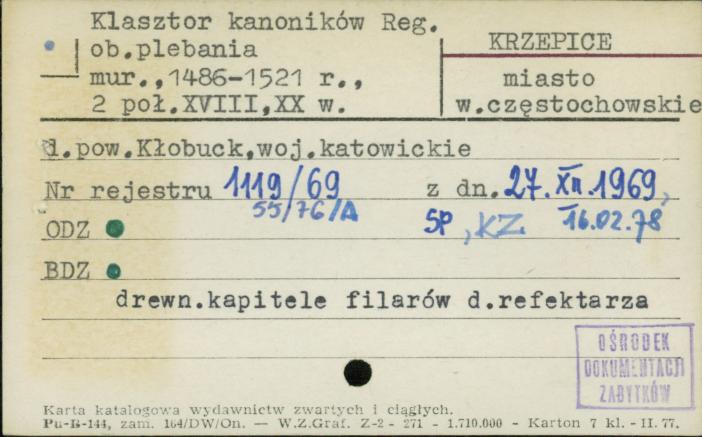 klasztor kanoników regularnych, ob. plebania, skan 1