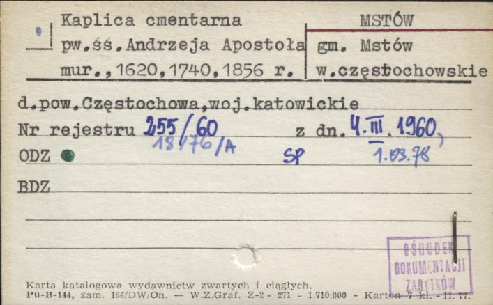 kaplica cmentarna pw. śś. Andrzeja Apostoła, skan 1