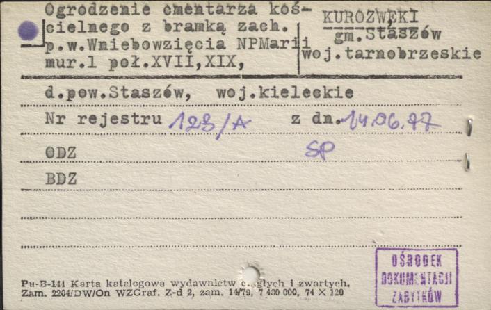 ogrodzenie cmentarza kościelnego z bramką zach. p. w. Wniebowzięcia NPMarii, skan 1