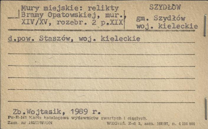 mury miejskie: relikty Bramy Opatowskiej, skan 1